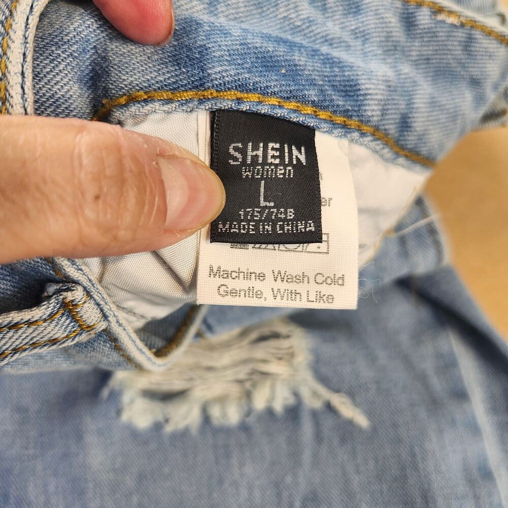 Shein Distressed Boyfriend Jeans Size Large 10/12 - Picture 9 of 12